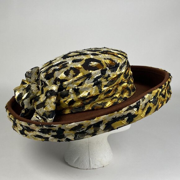 Sonni San Francisco Wool Felt Wide Brim Ladies Hat Leopard Print Ribbon Bow main image 6
